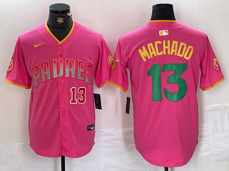 Men San Diego Padres #13 Machado Pink Jointly 2024 Nike MLB Jersey style 6